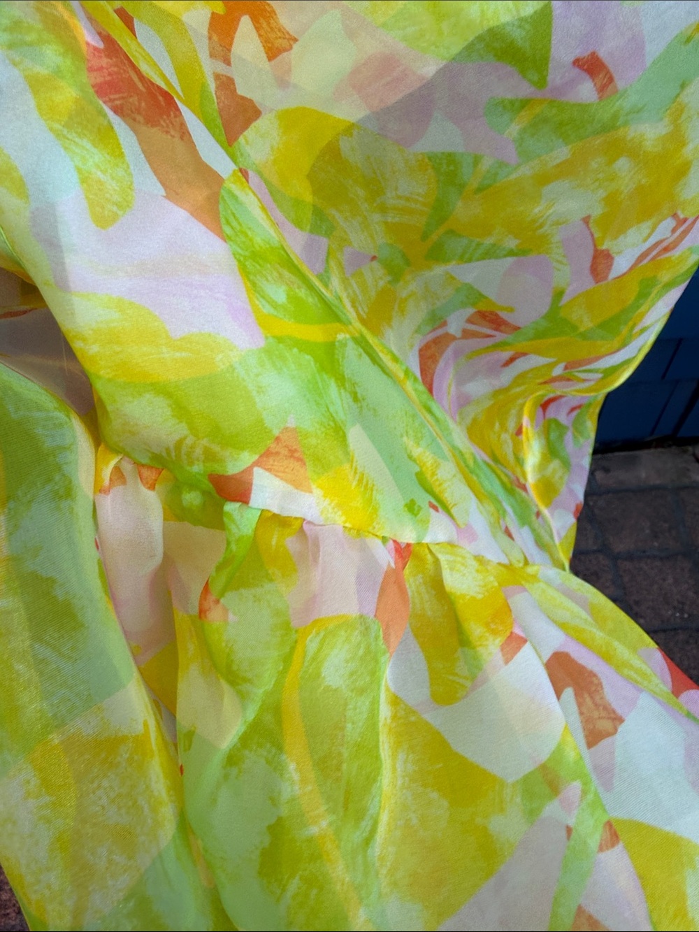 C Wonder 2X Christian Soriano Yellow & Pastel Floral Button-Front Dress sheer - Picture 10 of 12